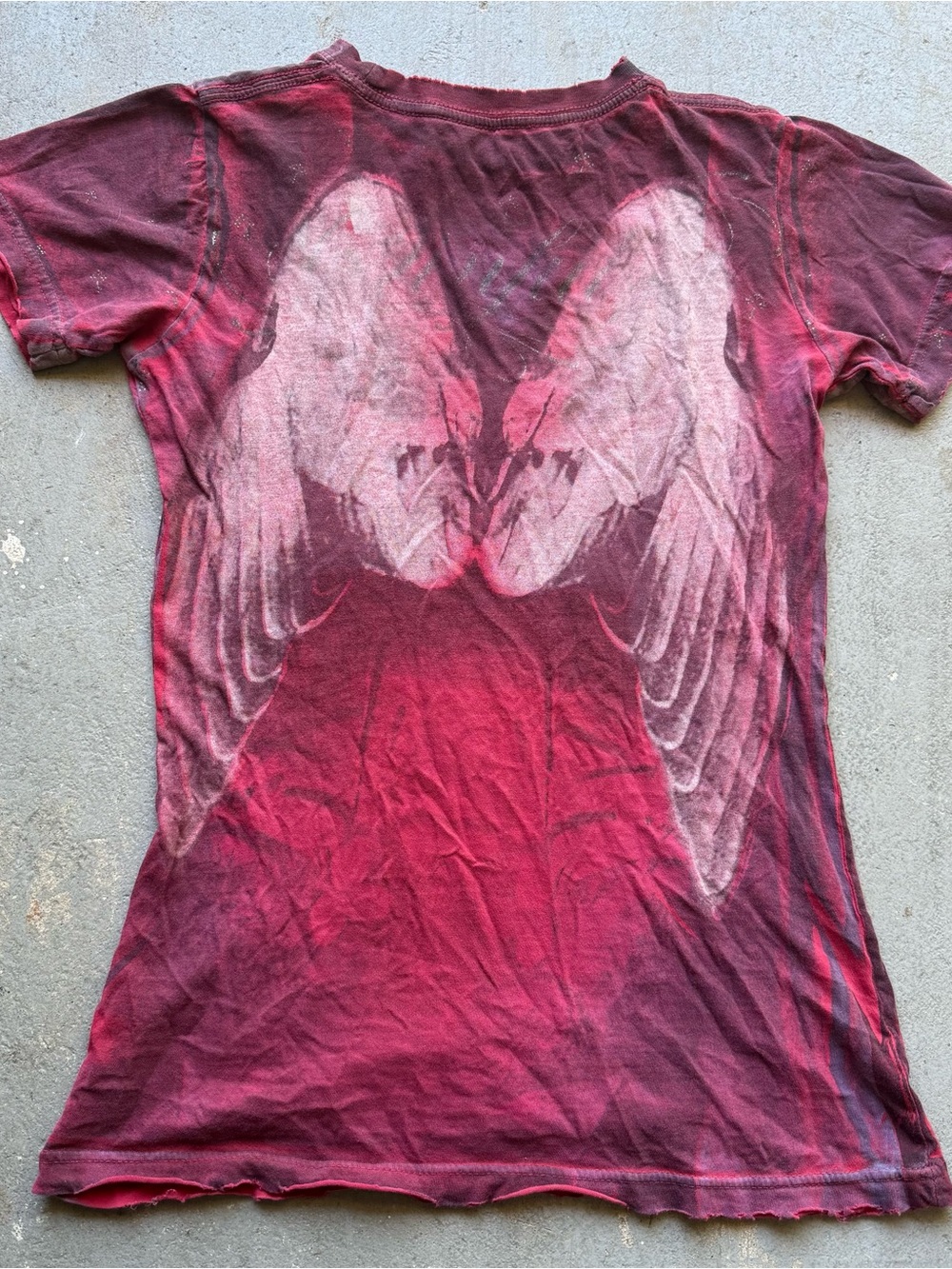 Sinful by Affliction Y2K Fitted Shirt Goth Grunge Wings Angel - Picture 4 of 6